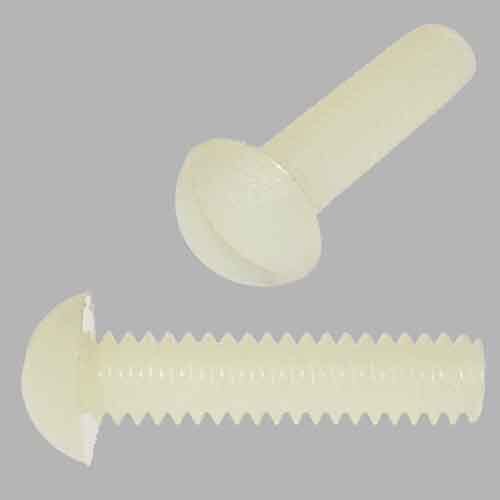 RMSF010112N #10-32 x 1-1/2" Round Head, Slotted, Machine Screw, Fine, Nylon